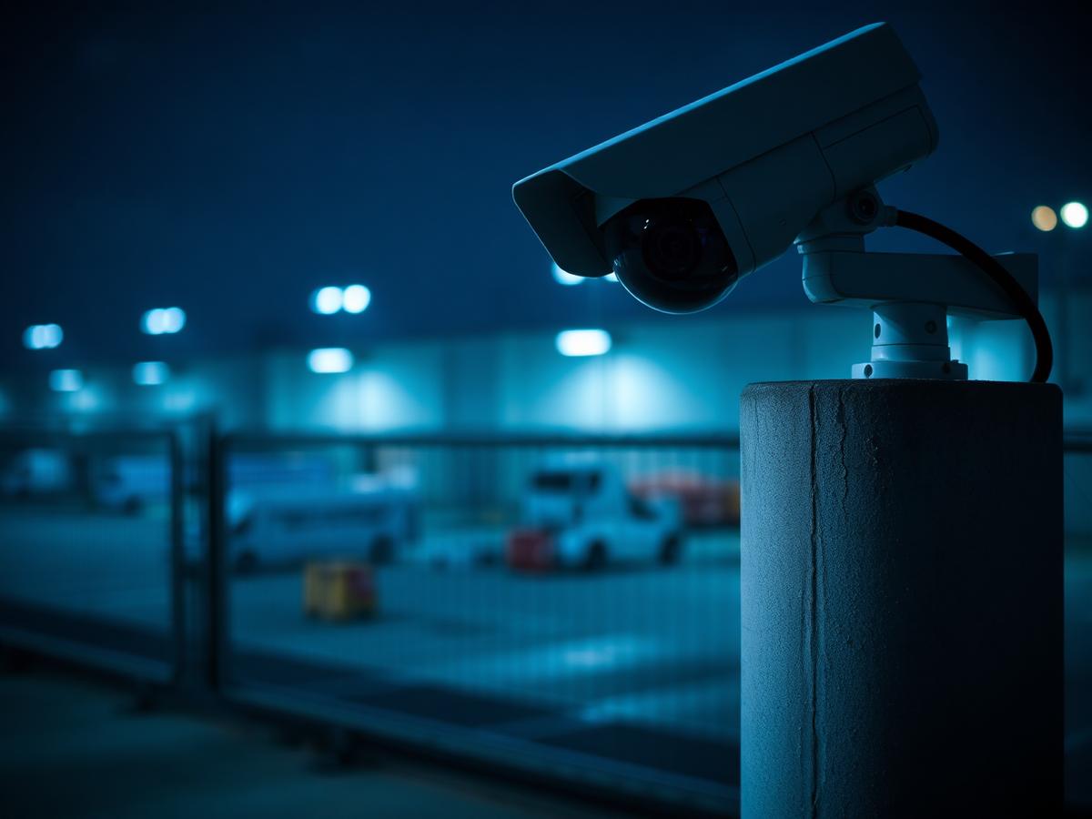 CCTV security camera overlooking a secure yard